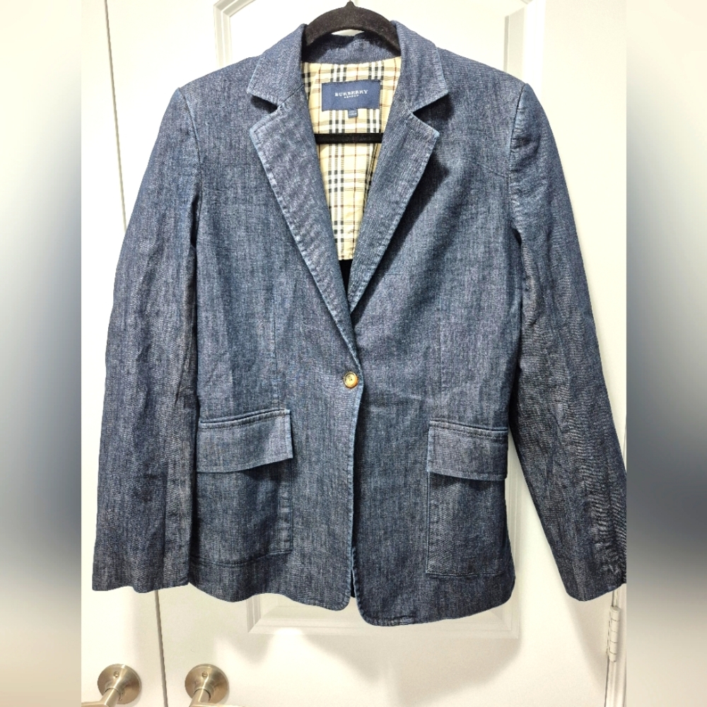 Burberry Blazer Size US 10, Denim
